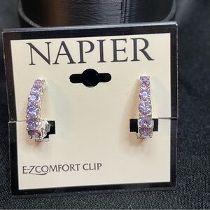 Napier Comfort Clip-On Earrings, light lavender color bling, brand new